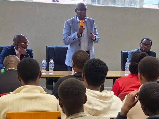 Chairman Afrika emphasises discipline and academic integrity as he addresses the gathering.